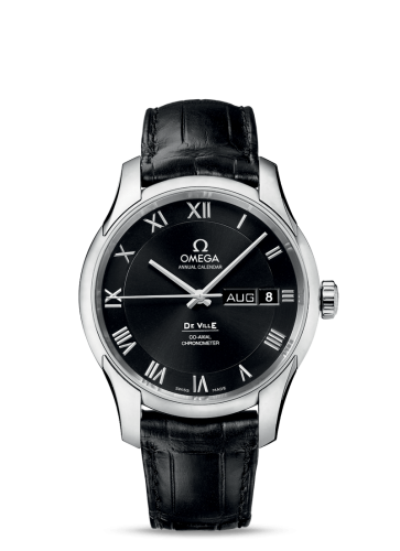 Omega De Ville Co-Axial Annual Calendar Stainless Steel / Black / Alligator